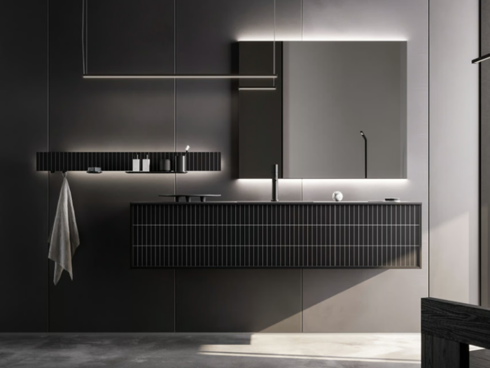 SKY TEXTURE 13 - Single vanity unit with doors with integrated washbasin _ Arbi Arredobagno